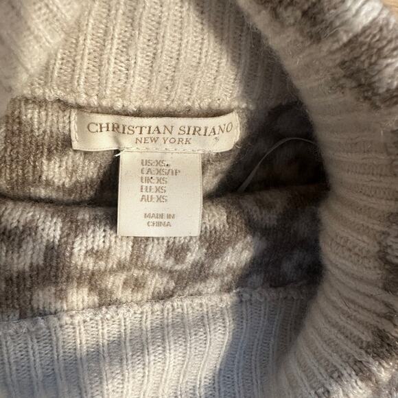 Christian Siriano Wool Animal Leopard Cheetah Tan Cream Soft Sweater size XS - Picture 5 of 10